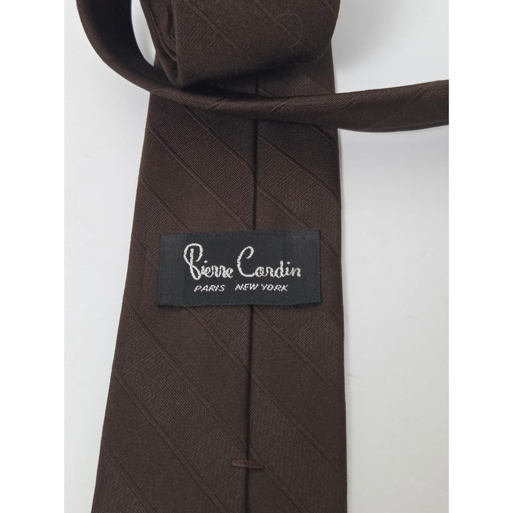 Men's tie Pierre Cardin Vintage Imported Polyester & Silk Brown Stripes
